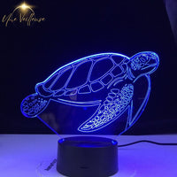 lampe de chevet et veilleuse tortue couleur bleu pour enfant et adulte