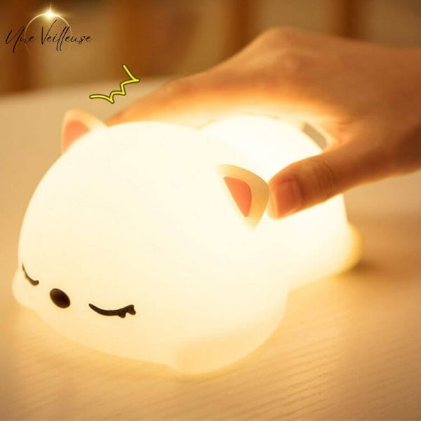 Coloré CAT LED Veilleuse Animal Lumière USB Rechargeable Doux Silicone  Cartoon Touch Light Veilleuse pour Enfants